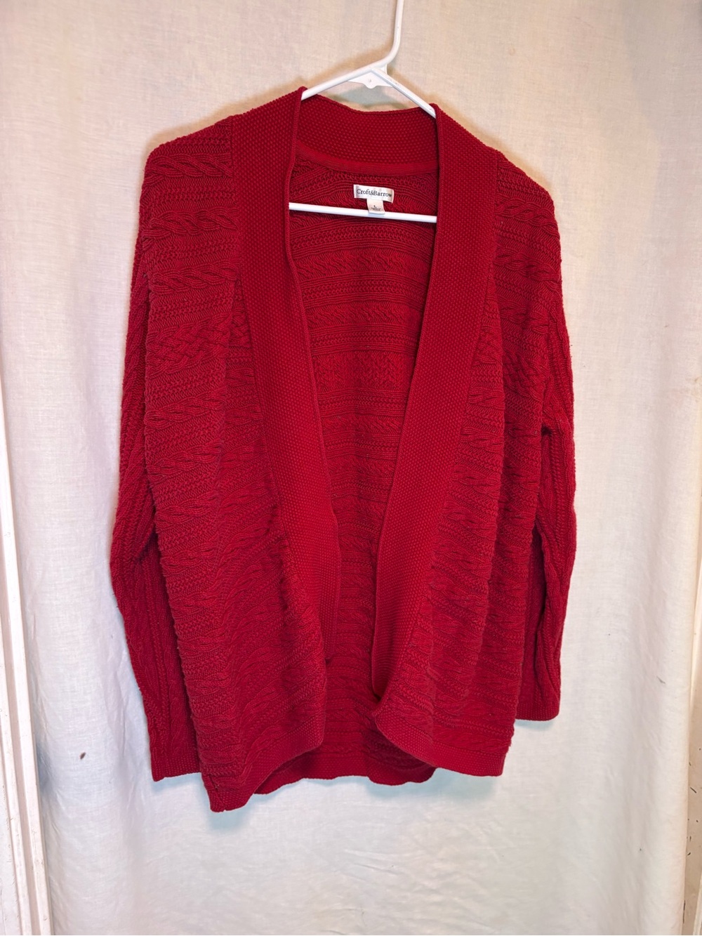 Croft & Barrow Open Front Cardigan Knit Sweater Red Size Large